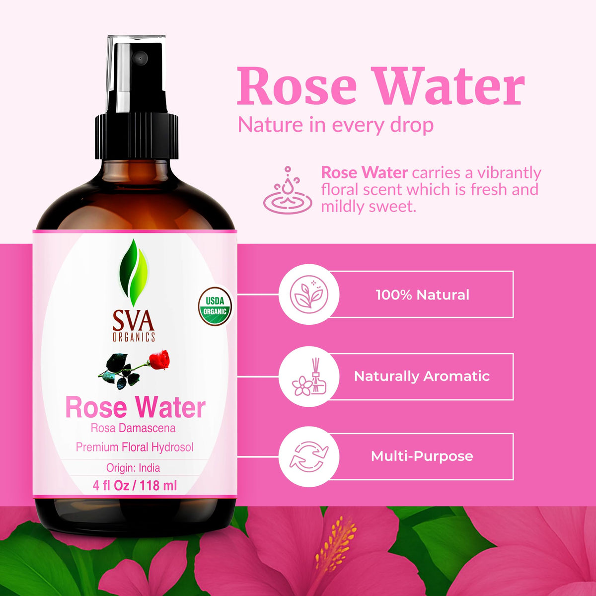 SVA ORGANICS spray nozzle close-up demonstrating easy, even mist application