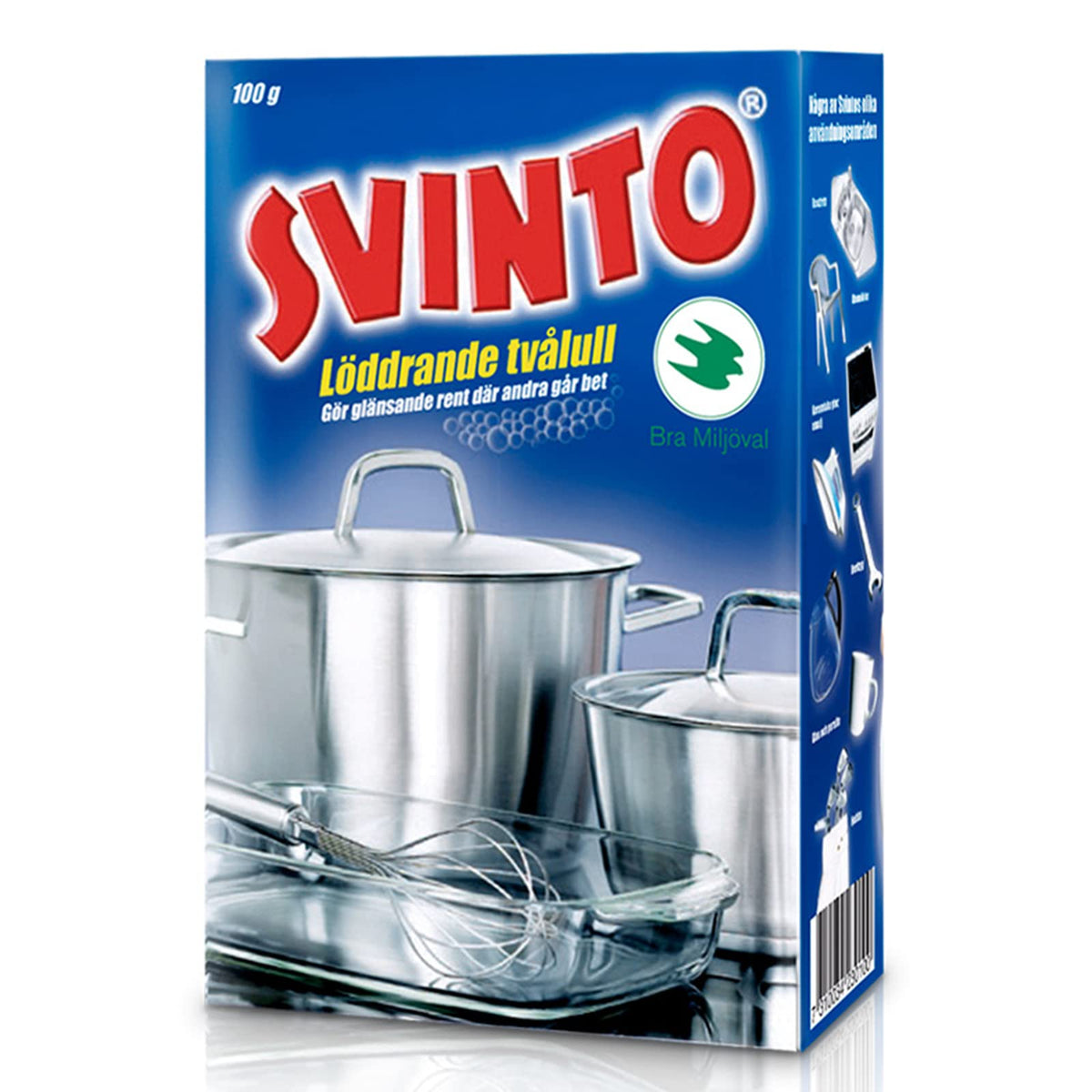 Svinto front packaging showing brand and soap-infused steel wool for effective cleaning