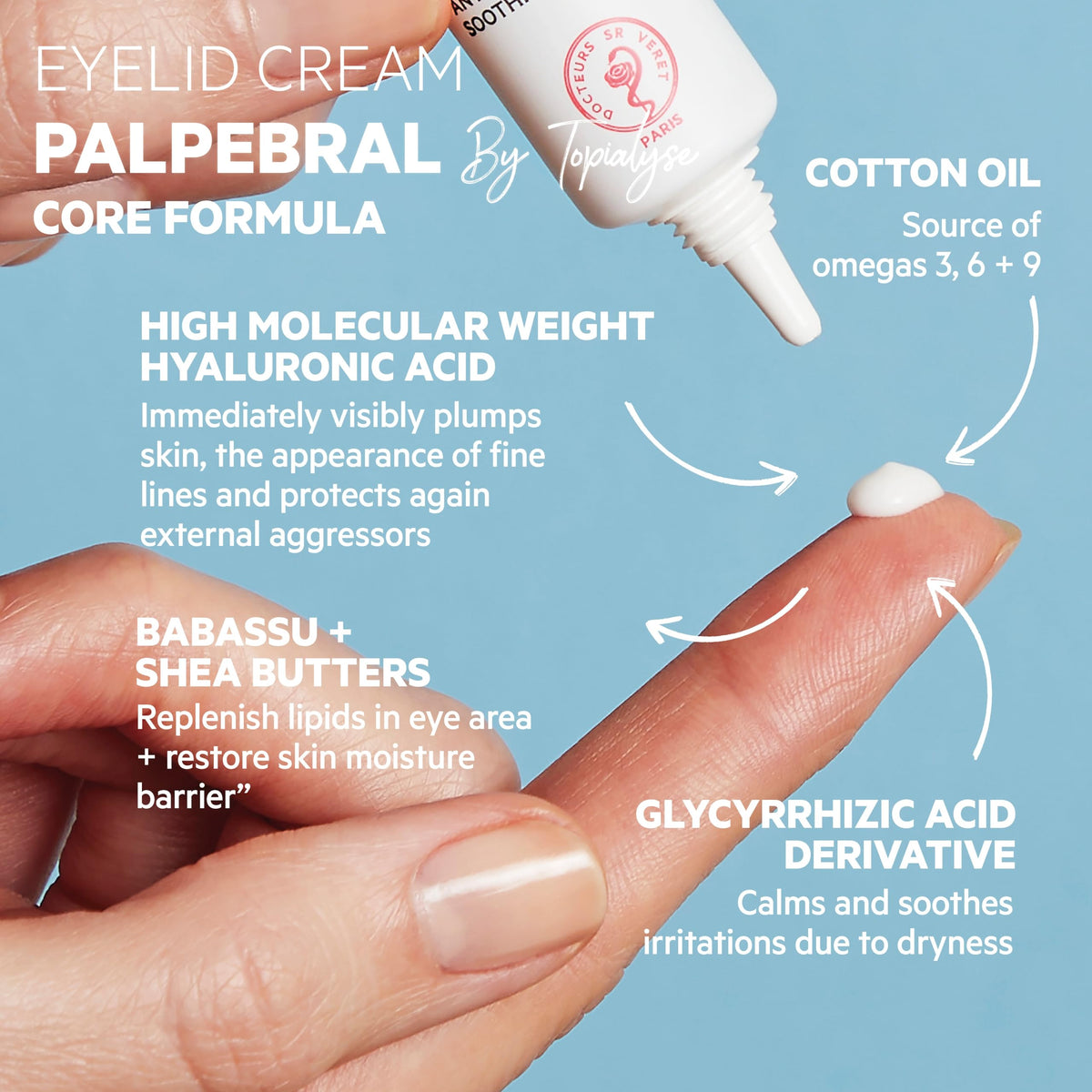 SVR application demo patting cream around eye to soothe skin