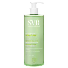 SVR front bottle view showing label and 13.5 fl.oz size, clear packaging benefit