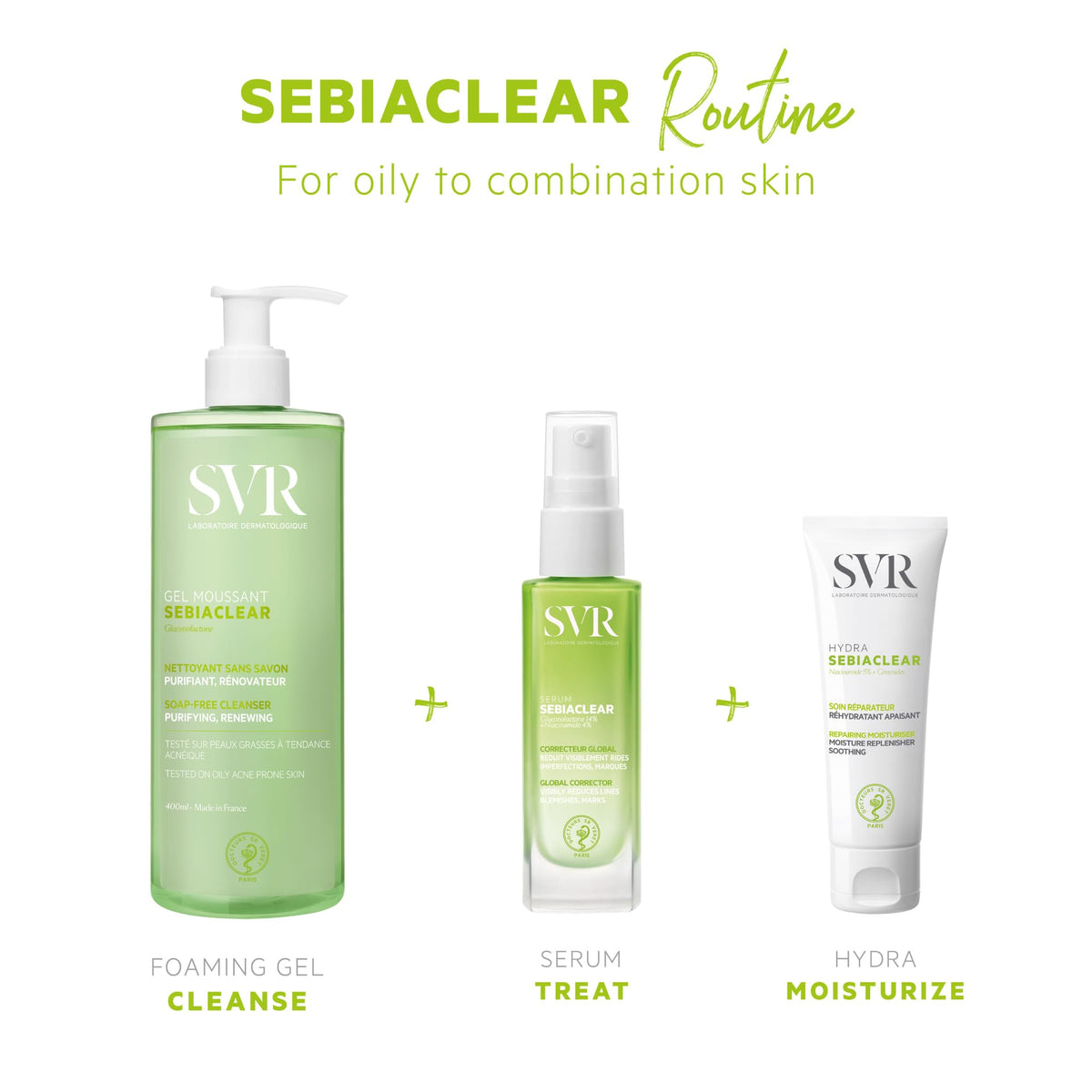 SVR product placed in bathroom setting, suggesting daily routine compatibility