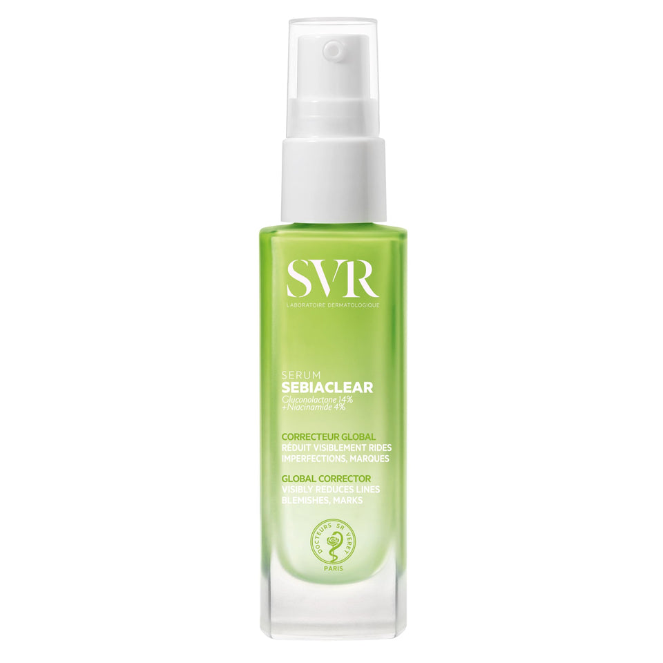 SVR Sebiaclear serum front packaging showing product and label benefit