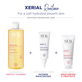SVR Xerial 30 on bathroom counter in lifestyle scene, suggests everyday targeted skin care routine