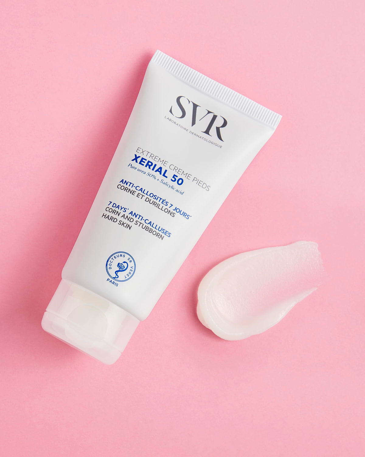 SVR Xerial 50 applied to foot demonstrating targeted moisturization benefit