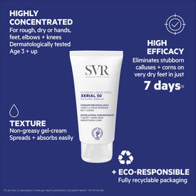 SVR Xerial 50 next to ruler illustrating 1.7 fl oz compact travel-friendly size