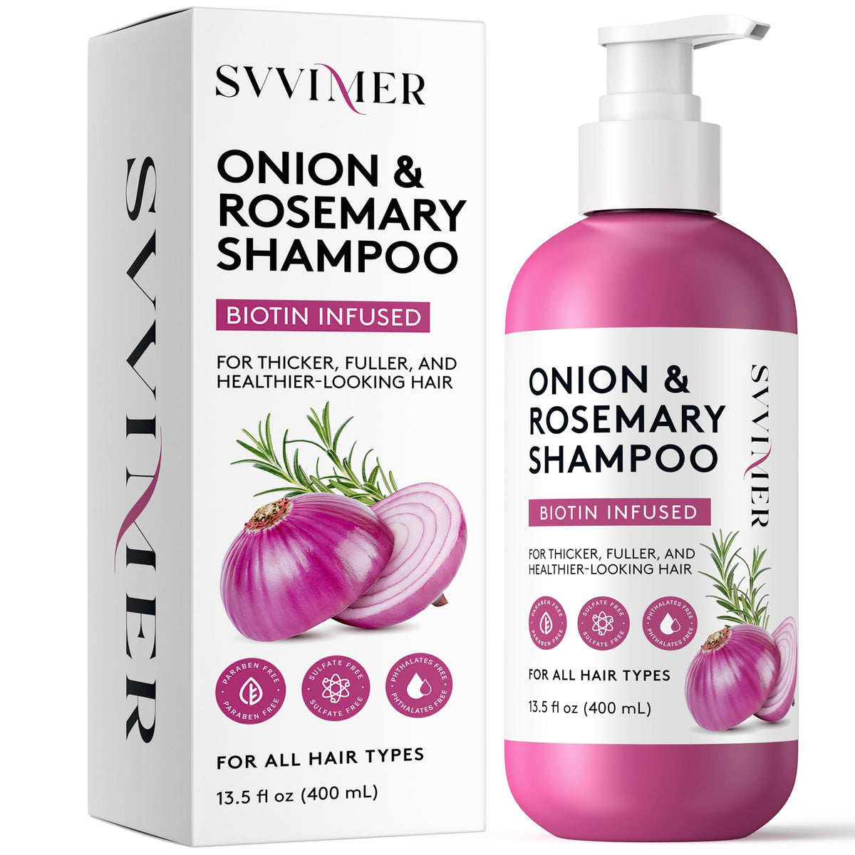 Svvimer front bottle showing product branding and volumizing benefit