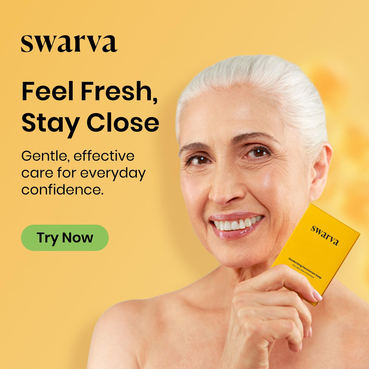 Swarva soap on bathroom shelf conveying gentle everyday hygiene