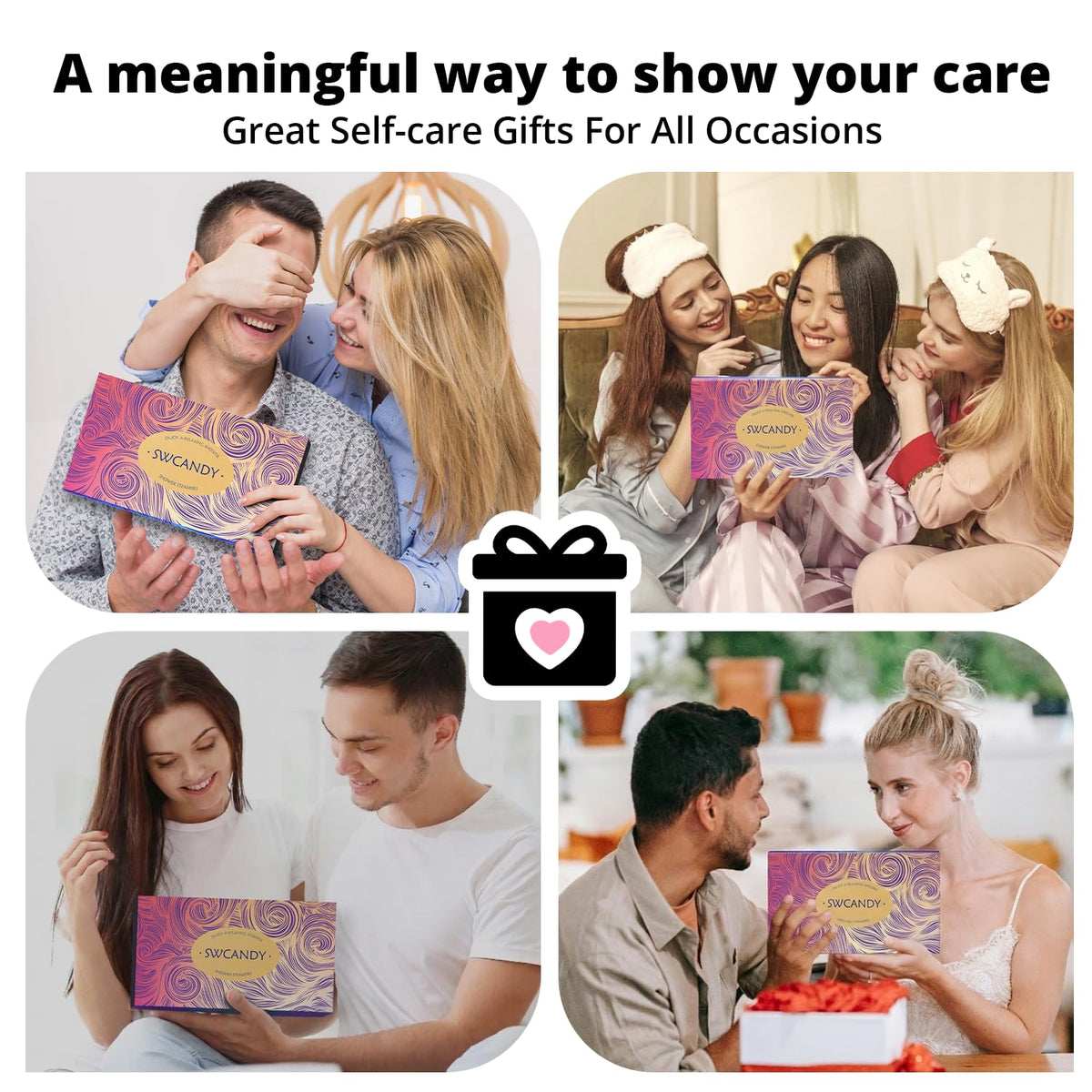 SWCANDY on bathroom shelf creating a spa-like self-care scene