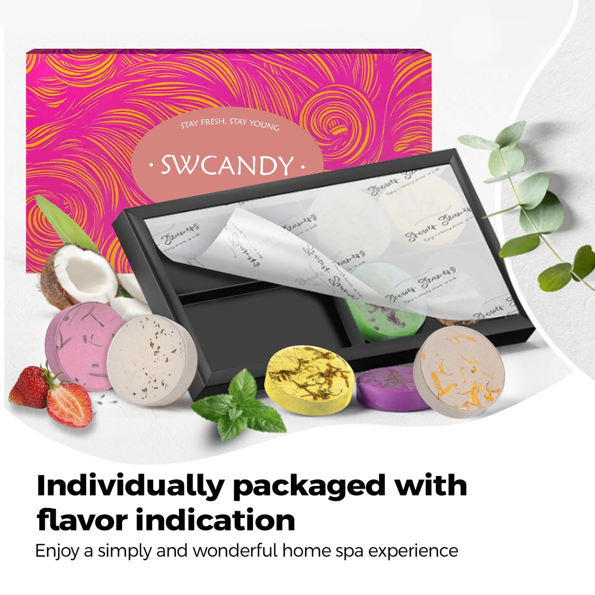 SWCANDY tablet dissolving under warm water showing quick clean dissolve