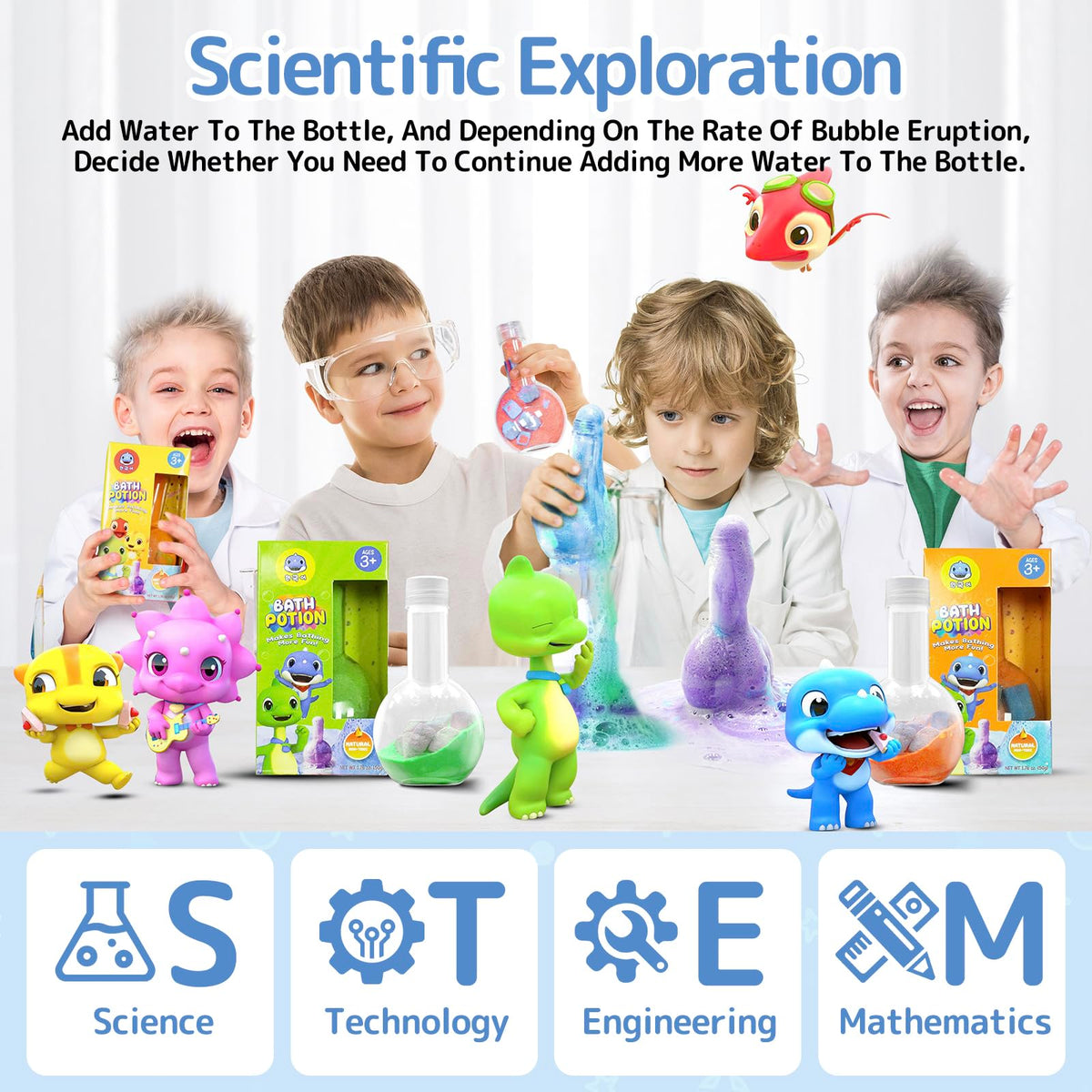 SWCANDY fizzing potion in bathtub creating foam and colorful sensory eruption