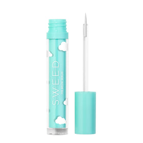 SWEED brow serum on bathroom counter in lifestyle scene illustrating nightly routine fit