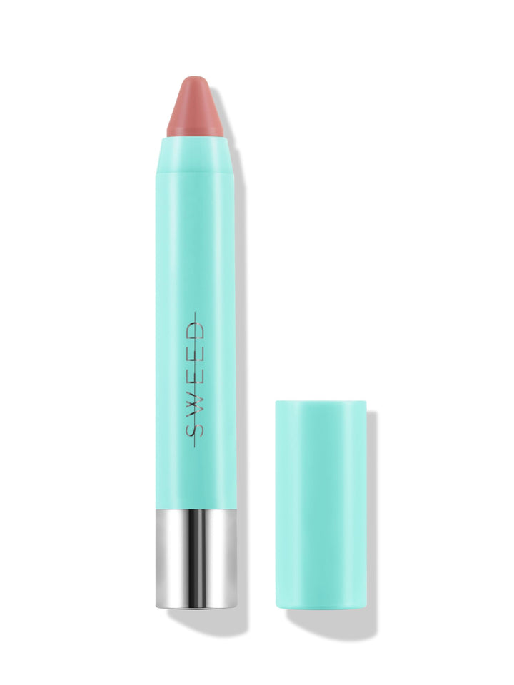 Sweed Le Lipstick front packaging showing nude pink shade and sleek tube, easy-to-carry