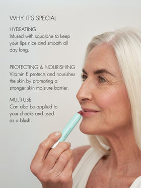 Sweed Le Lipstick with squalane oil drop highlighting nourishing hydrating ingredient