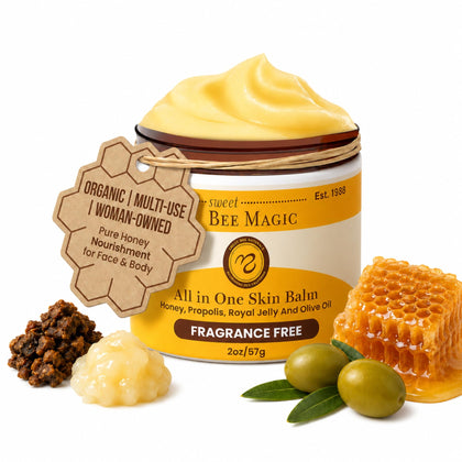 Sweet Bee Naturals jar front view showing product branding and clean packaging benefit