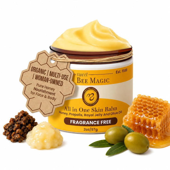 Sweet Bee Naturals jar front view showing product branding and clean packaging benefit