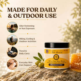 Sweet Bee Naturals hand application demonstrating quick absorption and softening benefit