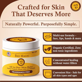 Sweet Bee Naturals open jar top view revealing smooth honey-colored balm