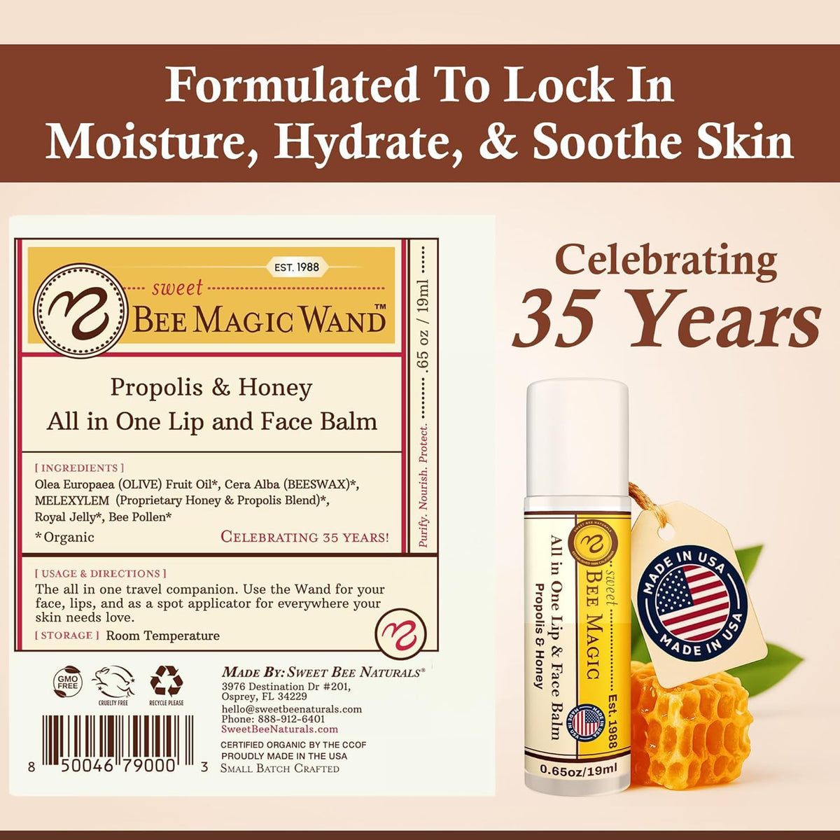 Sweet Bee Naturals balm texture close-up highlighting creamy hydration