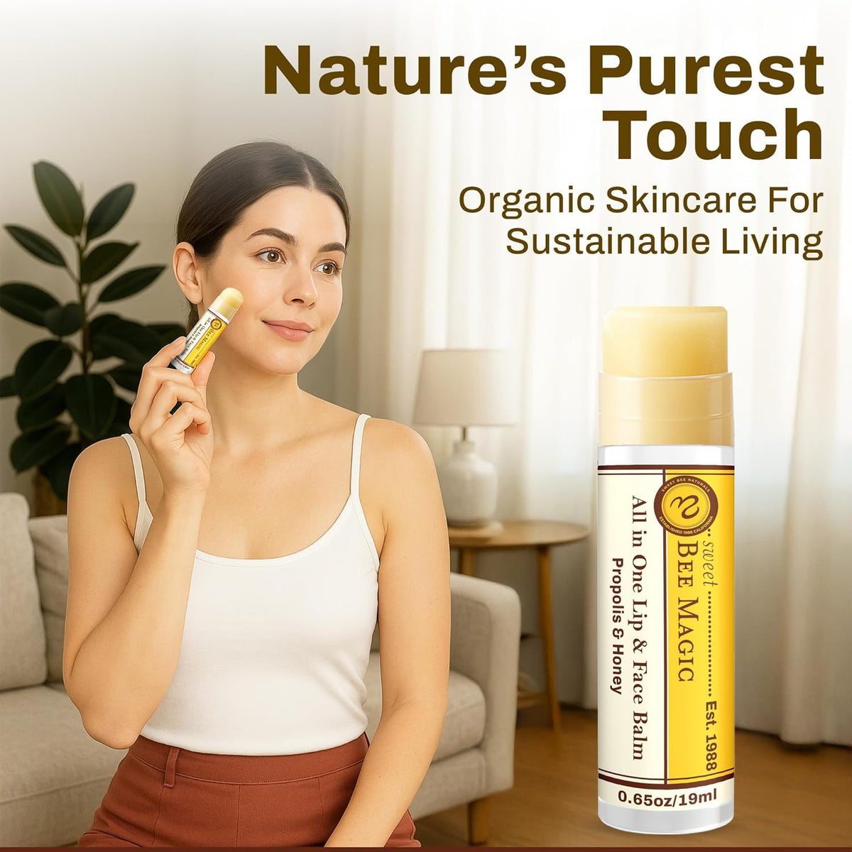 Sweet Bee Naturals cap and label detail showing clean organic branding