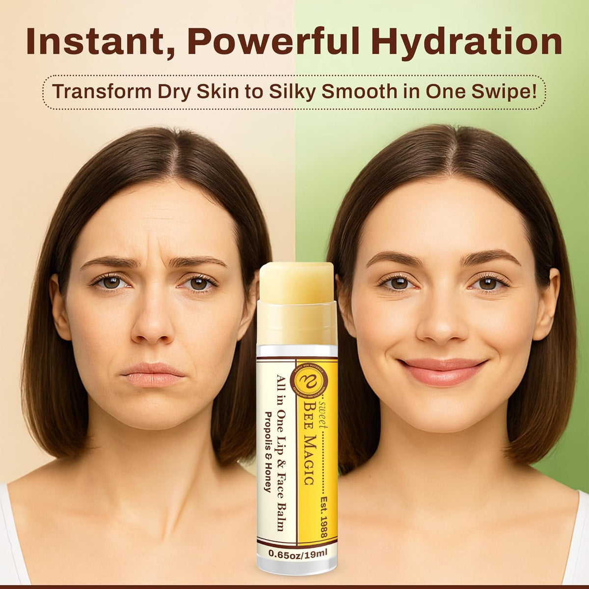 Sweet Bee Naturals twist-up stick open for easy, mess-free application