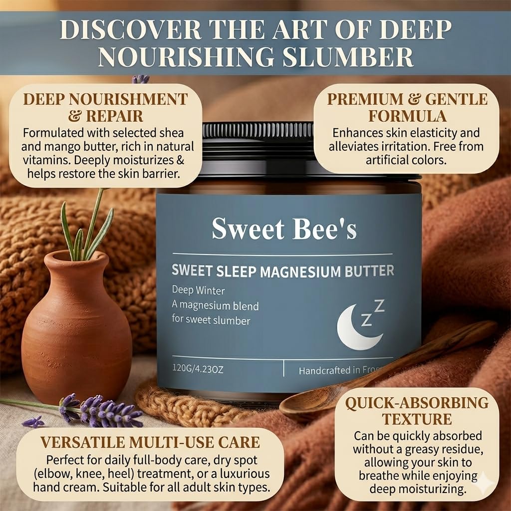 Sweet Bee's applying magnesium butter to leg demonstrating soothing bedtime use
