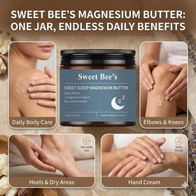 Sweet Bee's 4oz jar beside common items to show compact travel-friendly size