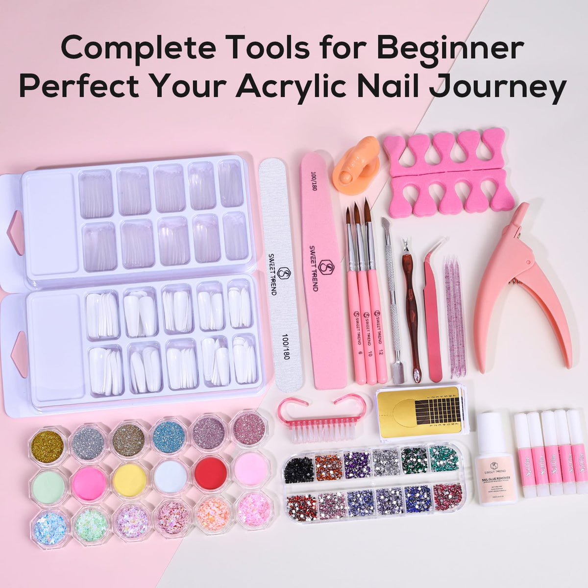 SWEET TREND complete kit staged on tabletop for at-home salon setup