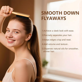 SWEET VIEW brush held in hand styling flyaways for precise control and neat edges