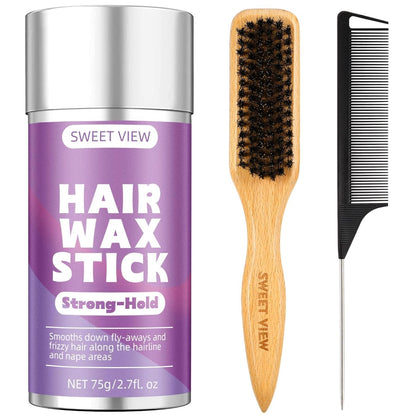 SWEET VIEW wax stick and brush front view showing compact styling set and convenience