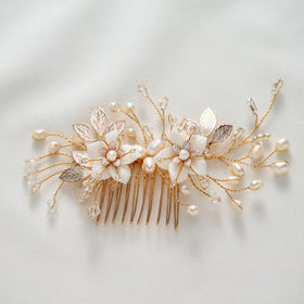 SWEETV comb in a bride's updo showing how it enhances wedding hairstyles
