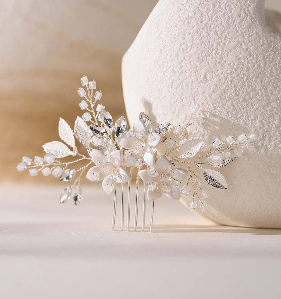 SWEETV front view bridal comb showing full design and elegant sparkle