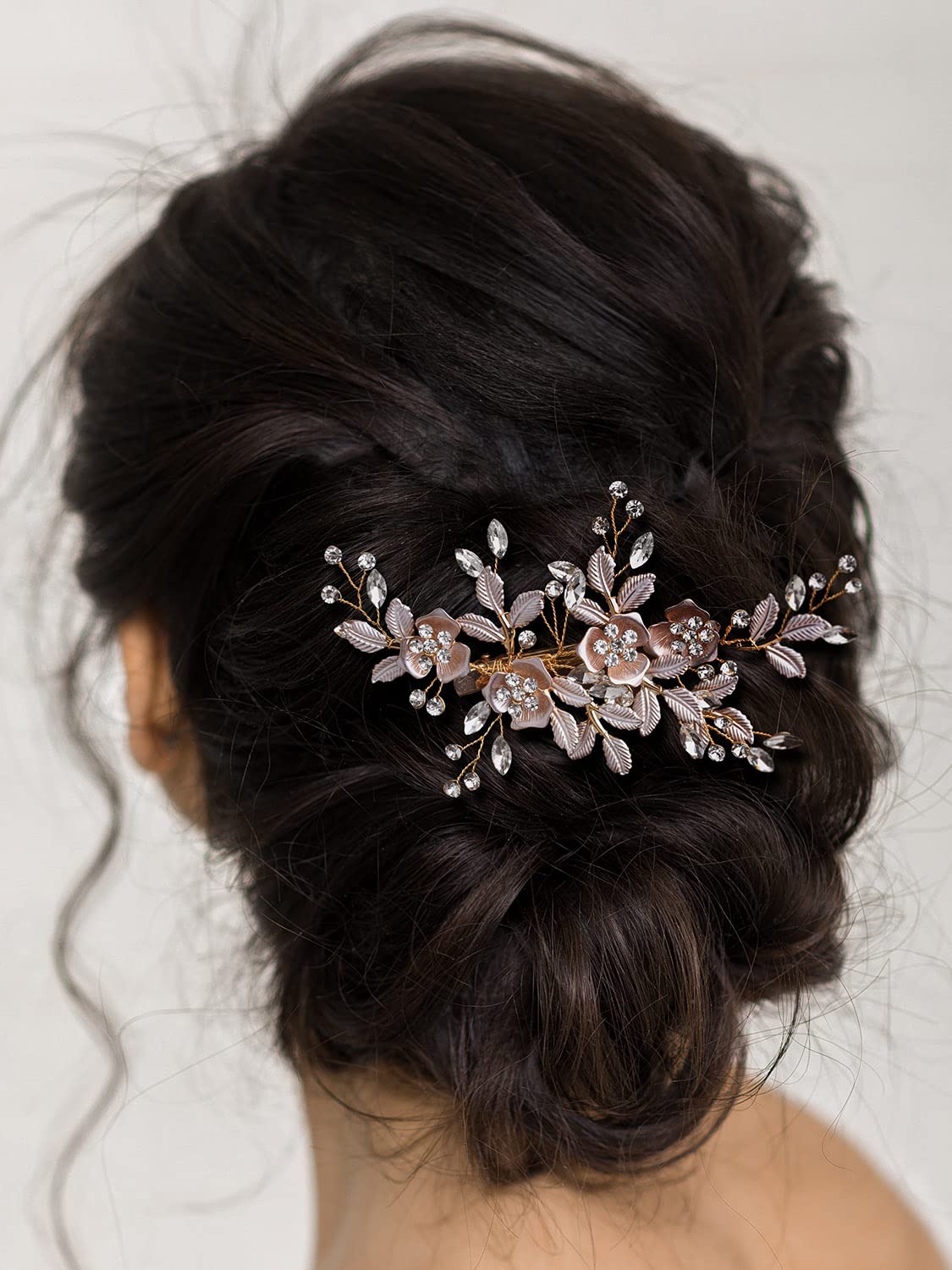 SWEETV bridal comb worn in hair demonstrating styled hold and elegance