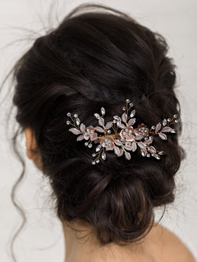 SWEETV bridal comb worn in hair demonstrating styled hold and elegance