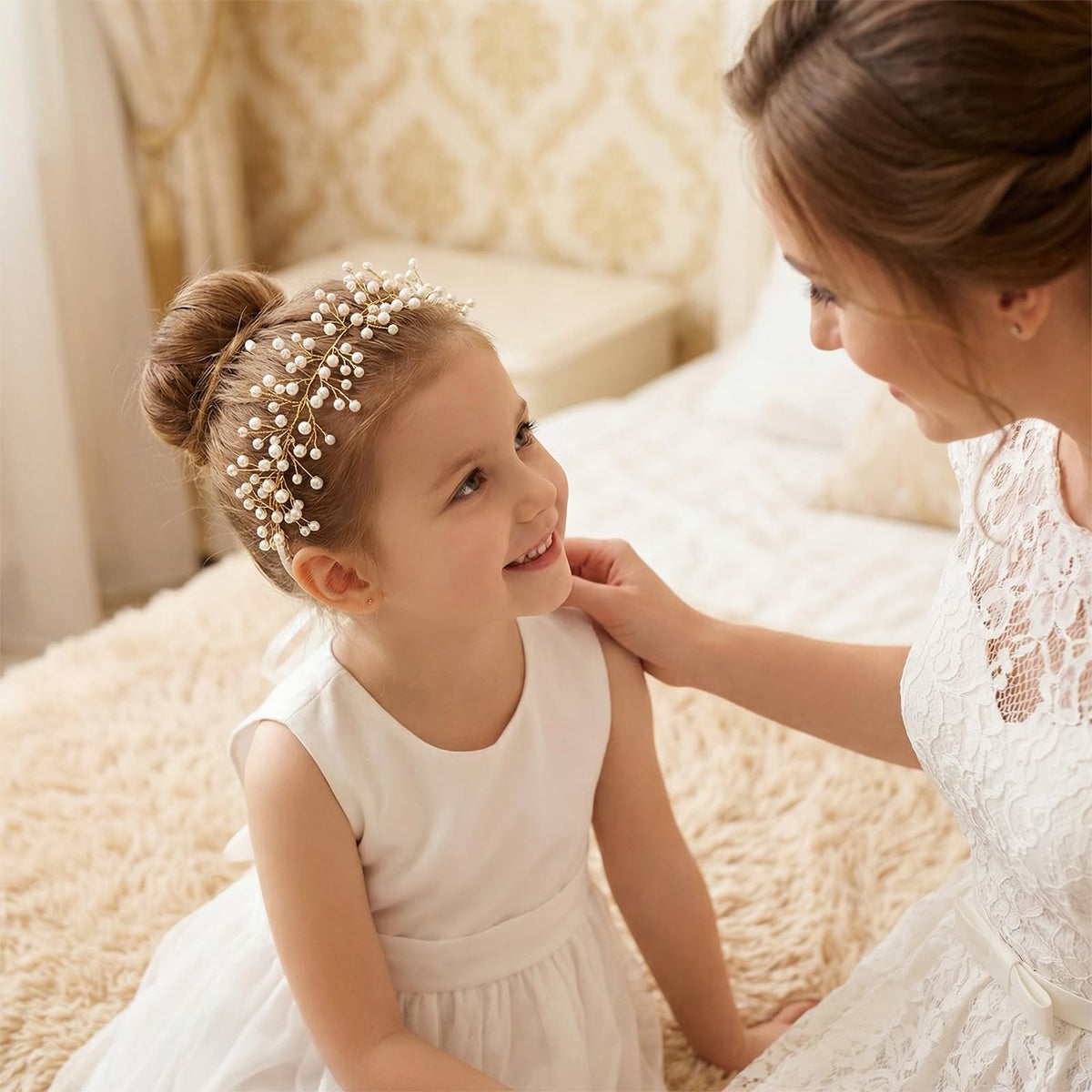 SWEETV worn by a flower girl for a soft, photogenic wedding look