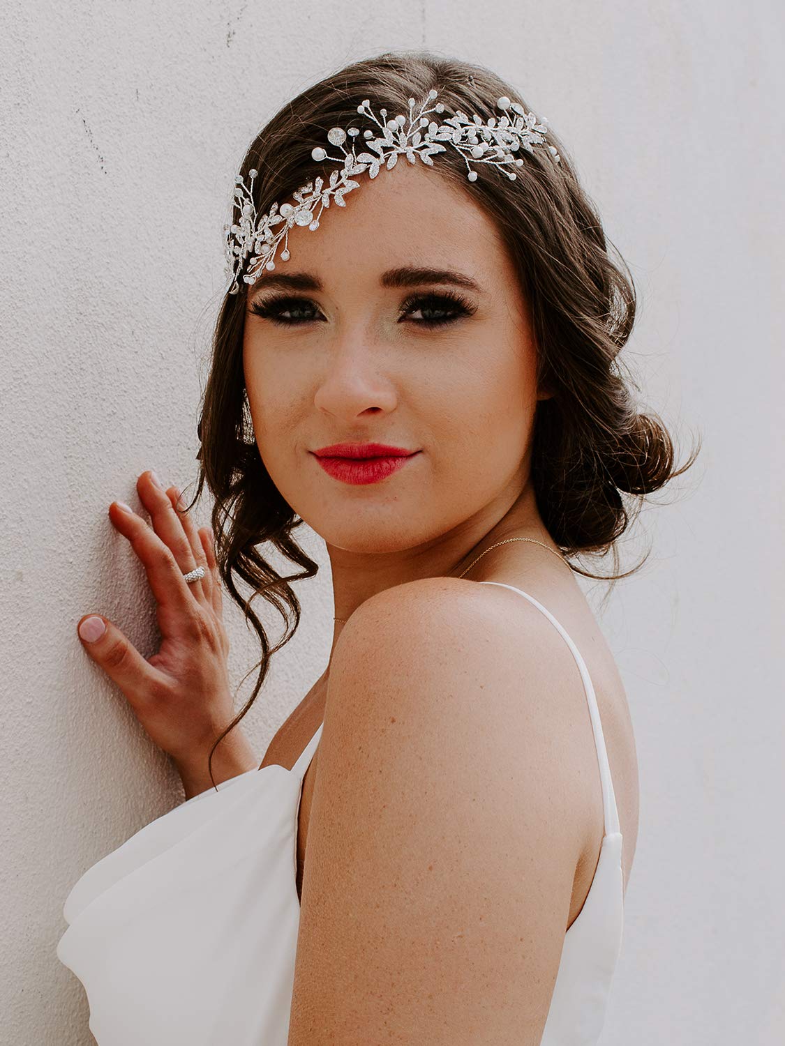 SWEETV lifestyle bridal image outdoors showing pictured wedding-ready elegance