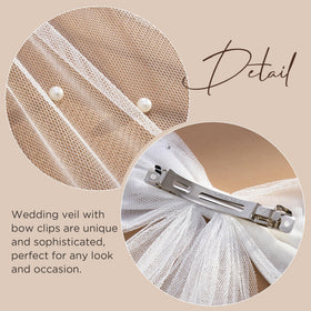 SWEETV bow veil worn by bride in updo offering polished look