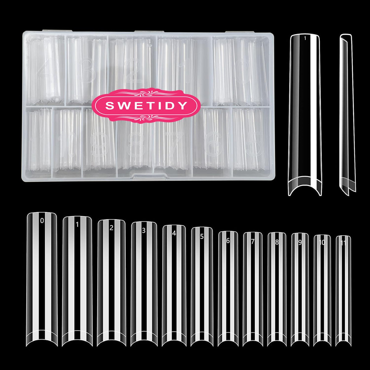 SWETIDY front packaging clear case showing organized tips and protection