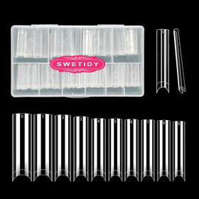 SWETIDY front packaging showing 500 clear XXL square tips and organized box