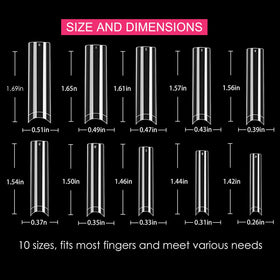 SWETIDY side profile of extra long square tips illustrating straight tapered length