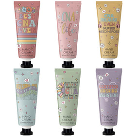Swiffen front packaging showing the six CNA hand lotion tubes and caring design benefit
