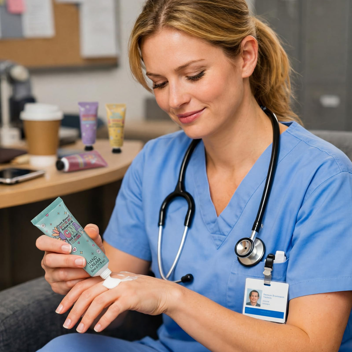 Swiffen gift bundle displayed on a table for nurse appreciation events and giveaways