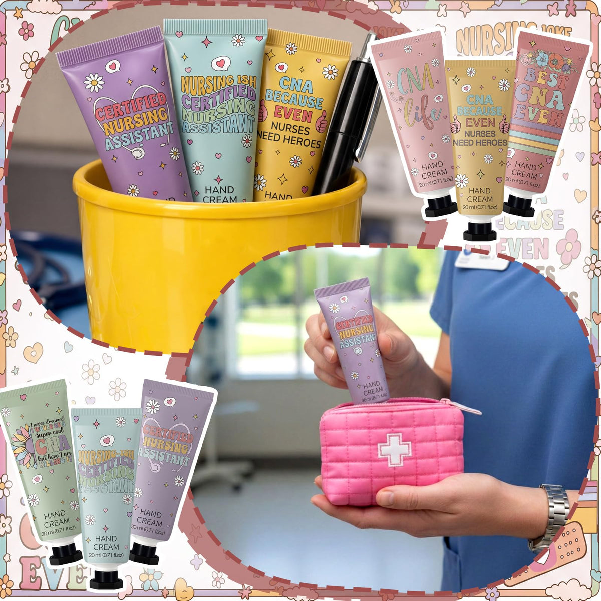 Swiffen flatlay of six scented tubes communicating scent variety and gift suitability