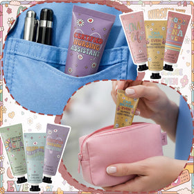 Swiffen tube beside an adult hand to show the compact 20 ml travel-size