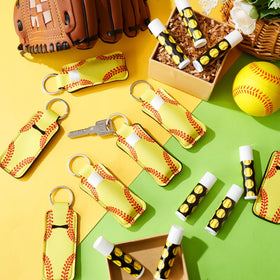 swiffen detail of softball keychain holder showing clip and protective cover benefit