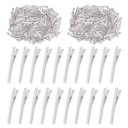 Swpeet front view of 200 metal alligator clips showing package and quantity benefit