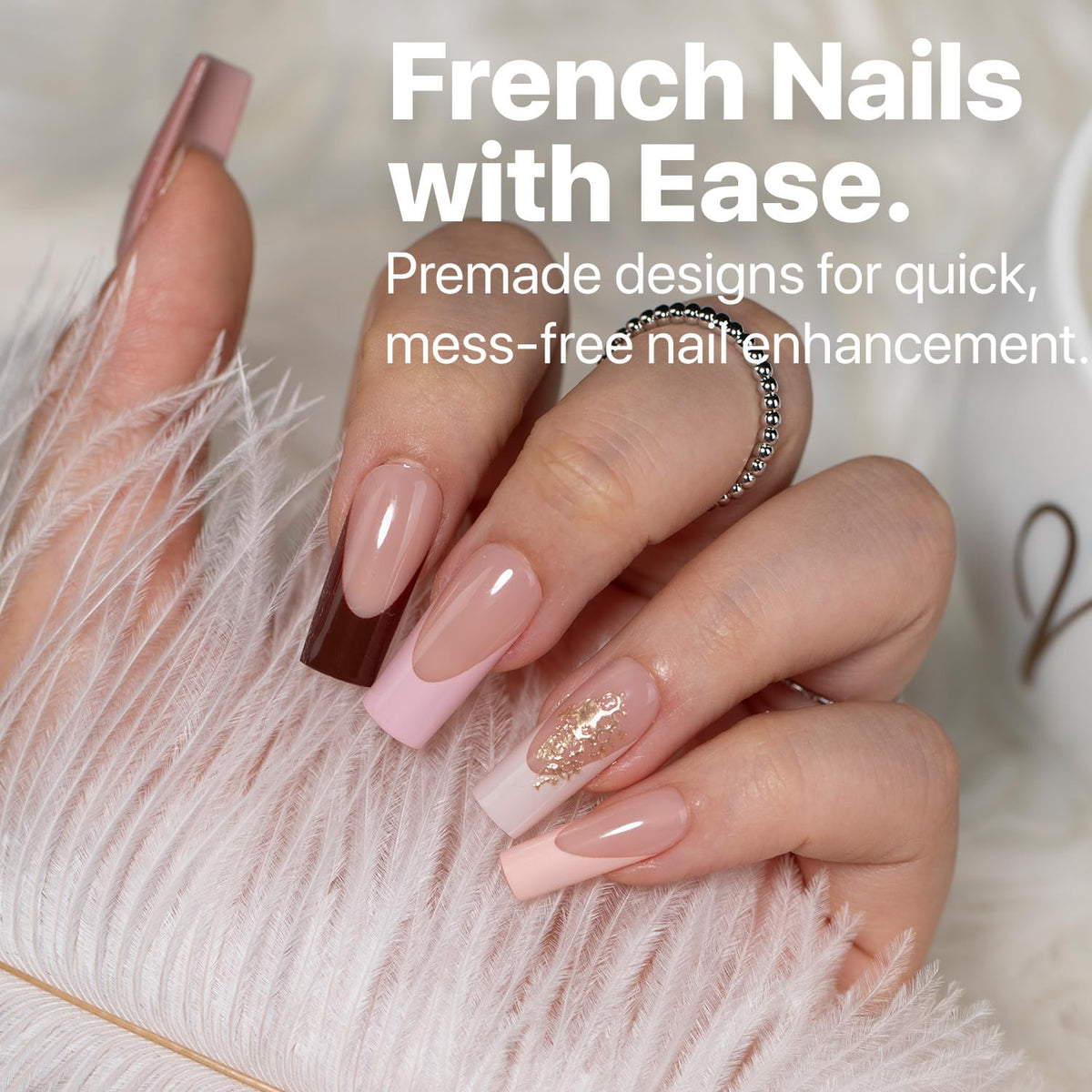 SXC close-up of French tip detail highlighting crisp lines and polish