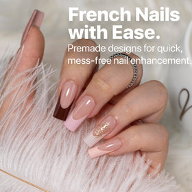 SXC close-up of French tip detail highlighting crisp lines and polish