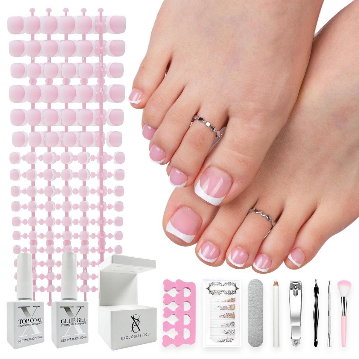 SXC front packaging showing French tip set and quick application benefit