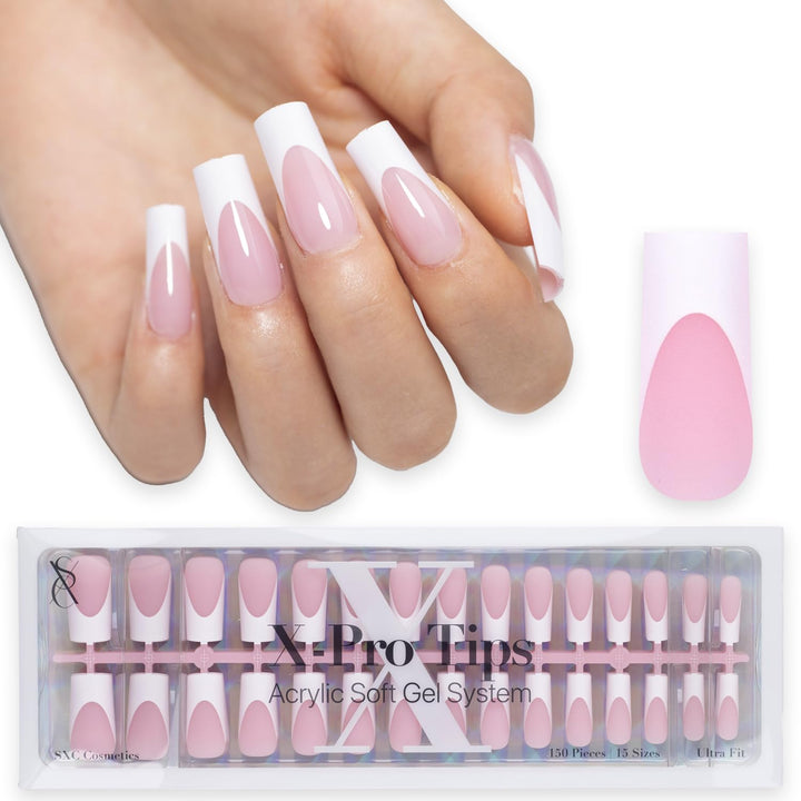 SXC front packaging showing 150-piece French tip kit and quick results