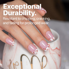 SXC nails held in hand illustrating extra short square practicality benefit